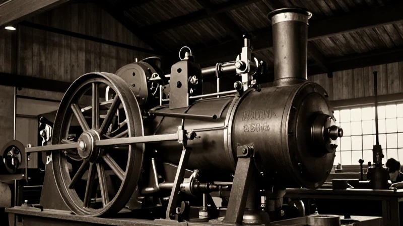 Máquina a vapor, taller victoriano sombrío