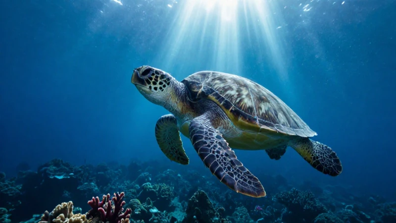 Tortuga marina ancestral brilla en arrecife cinematográfico