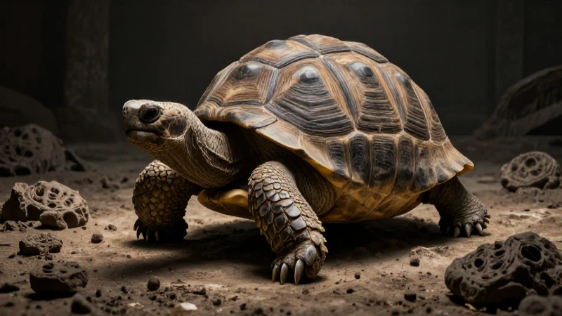 Tortuga fósil en paisaje dramático y cinematográfico