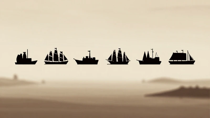 Barcos siluetas en vista panorámica sepia