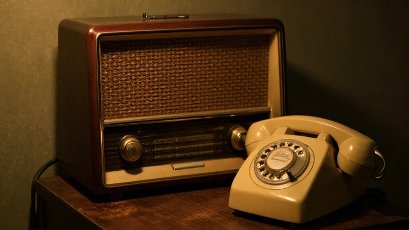 Radio antigua e iluminada evoca nostalgia