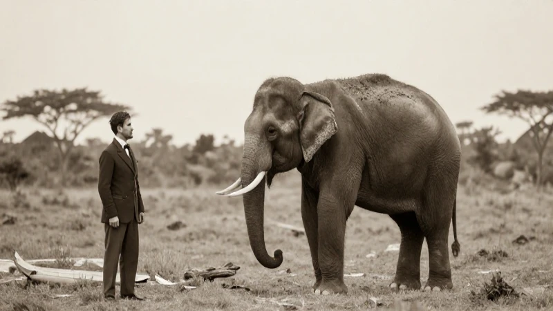 Elefante asiático en foto documental vintage