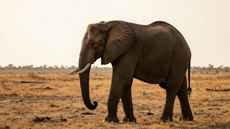 Elefante africano en sabana al atardecer