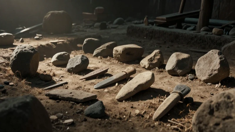 Evolución de los materiales: Línea de tiempo de su historia 3 Construcción neolítica hiperrealista con iluminación cinematográfica