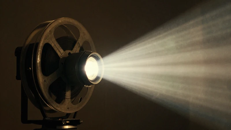 Cine antiguo, luz dorada proyectada