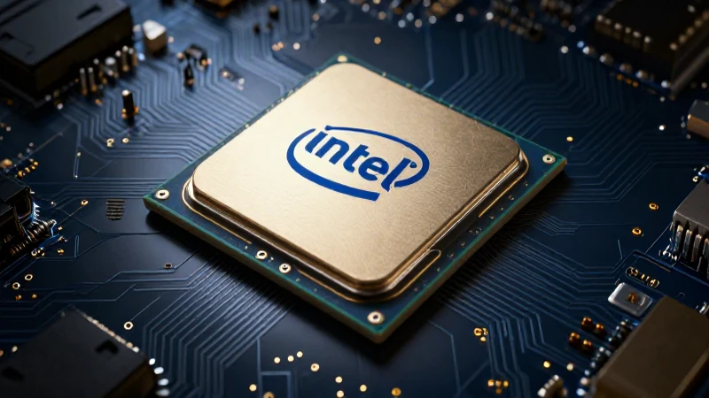 Procesador Intel, fondo técnico e iluminación dramática