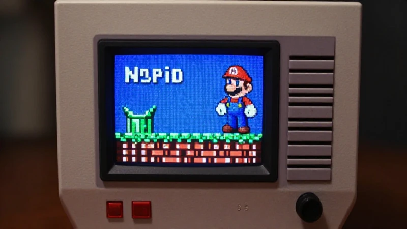 Consola NES con Mario en estilo retro