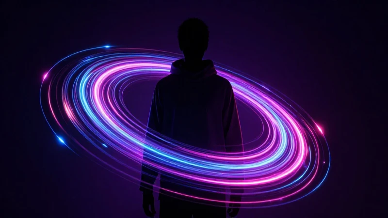 Silueta futurista, neón y luz volumétrica
