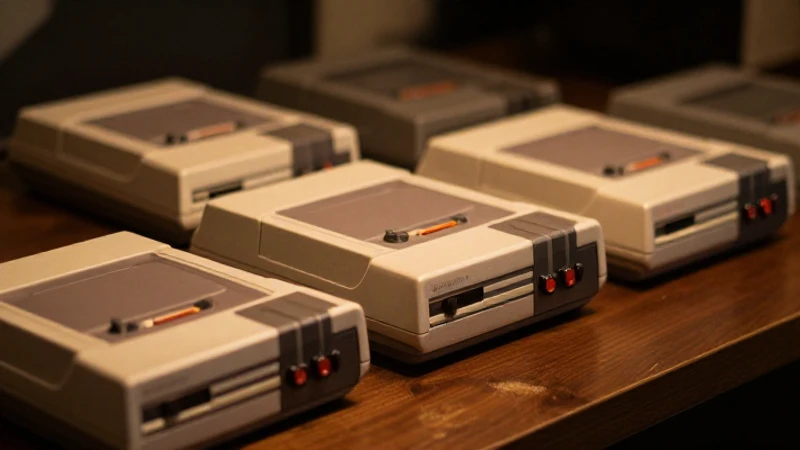 Consolas Nintendo vintage, iluminación cinematográfica suave