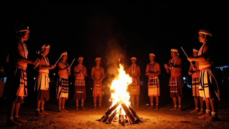 Ritual tribal a la luz del fuego