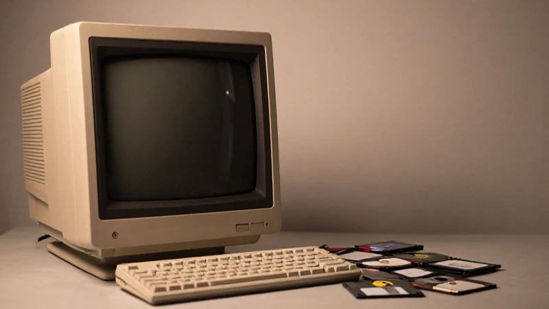 Evolución del software educativo: línea de tiempo histórica 4 Monitor antiguo con discos en suave resplandor