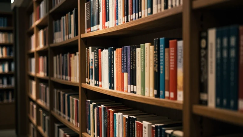 Interior cálido de biblioteca llena de libros