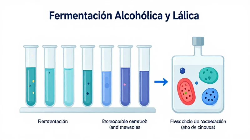 Ilustración científica sobre fermentación microbiana