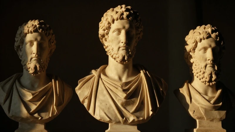 Filósofos de la Antigua Grecia: Línea de Tiempo Esencial 3 Bustos griegos iluminados con luz dramática
