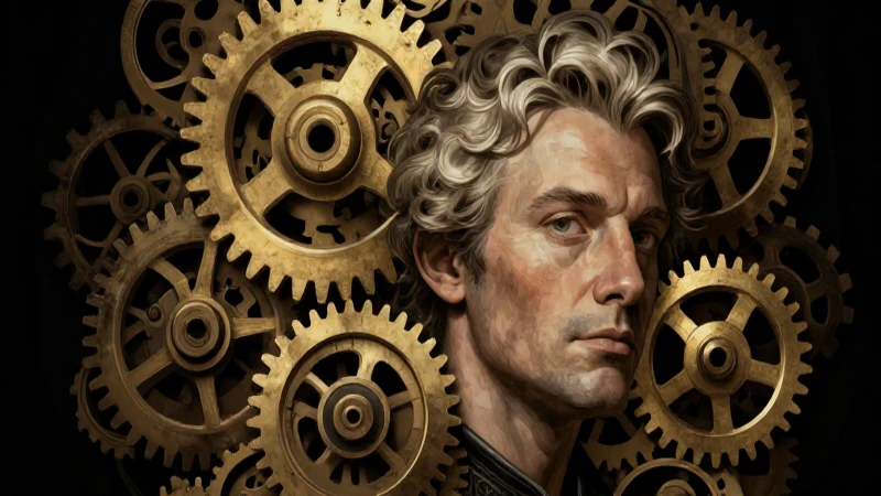 Cuáles son los hitos de la mecánica clásica en física 6 Retrato de Maxwell con iluminación dramática e intrincado