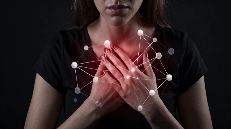 Mujer sufriendo, diagrama neuronal, luz dramática