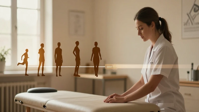 Fisioterapeuta silueta con evolución histórica suave