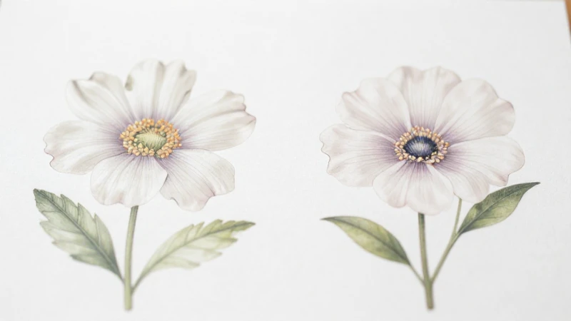 El maravilloso mundo del Esquema floral: una guía completa 3 Flores detalladas, simétricas sobre fondo blanco