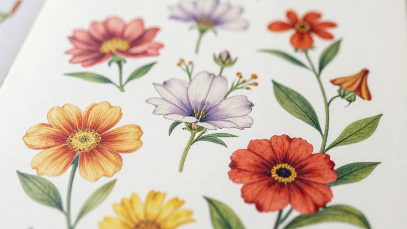 El maravilloso mundo del Esquema floral: una guía completa 4 Ilustración botánica floral con colores vibrantes