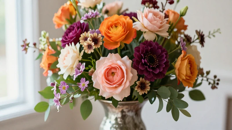 Flores románticas resaltan con suave luz