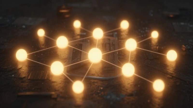 Iluminación cinematográfica realza conexiones brillantes en bloques