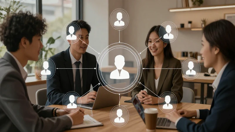Esquema de flujo de recursos humanos: Mejorando la gestión del talento en tu empresa 8 Conexiones profesionales, talento visible e iluminación cálida