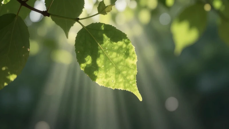Hoja iluminada con luz suave y realista
