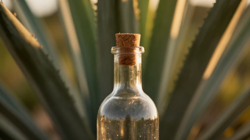 Fundación del Estado de Hidalgo: Línea de Tiempo y Historias 9 Botella de mezcal bajo luz cálida rústica