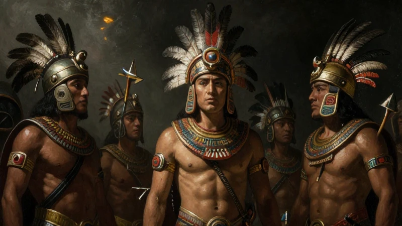 Fundación del Estado de Hidalgo: Línea de Tiempo y Historias 3 Guerreros mexicas con tocado emplumado, pintura histórica