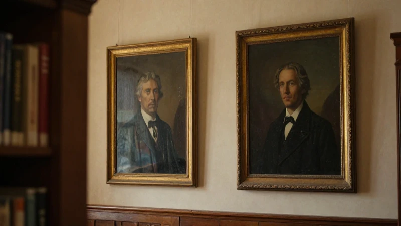Cuál es la historia y evolución de la geometría analítica 5 Biblioteca antigua con retratos, luz cálida