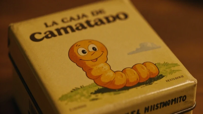 Caramelos vintage con gusano sonriente y nostalgia
