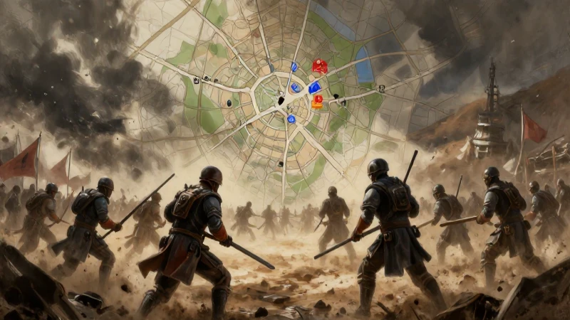 Batalla épica, estilo pictórico y vista amplia