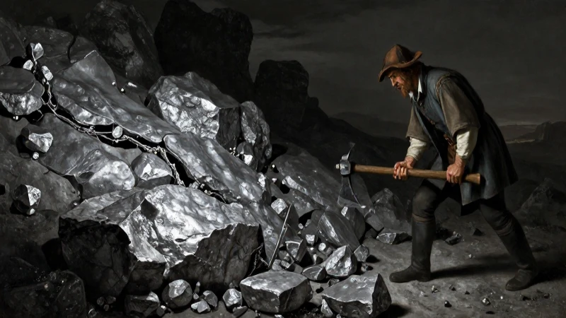 Minero extrae plata en estilo dramático histórico