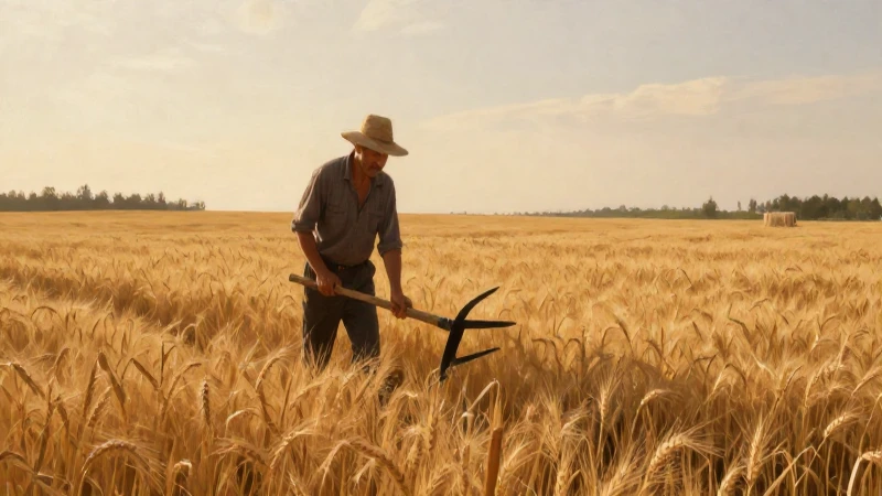 Cuáles son las herramientas antiguas en la agricultura 6 Campesino siega trigo al atardecer, estilo pictórico