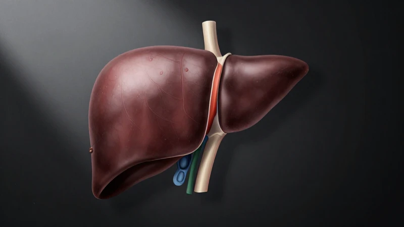 Hígado humano ilustrado con detalle anatómico