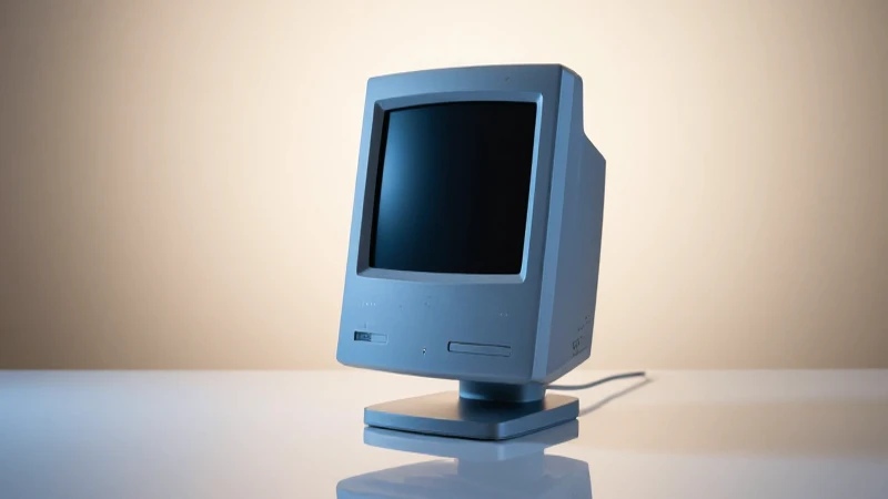 Fotografía del iMac azul translúcido, cálida y suave