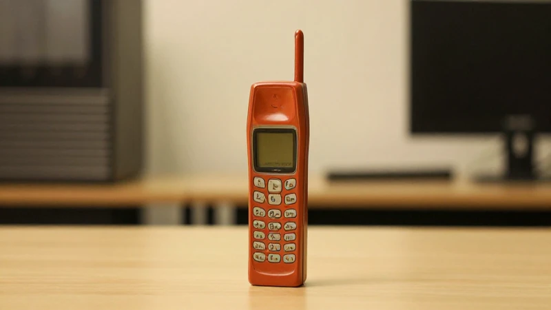 Teléfono antiguo, oficina cálida, estética retro