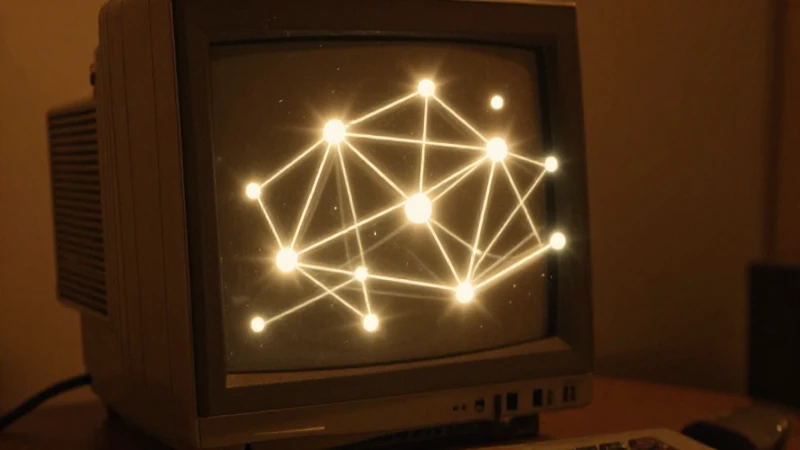 Computadora antigua iluminada con luz cinematográfica