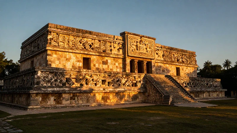 Ruinas mayas, arquitectura colonial, luz dorada