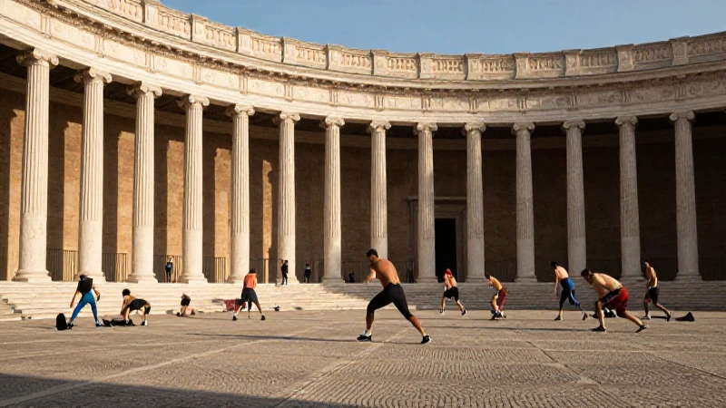 Evolución de la gimnasia a lo largo de la historia 3 Atletas entrenan bajo sol clásico