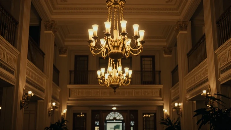 Cuál es la historia de la hotelería en México 11 Lujoso vestíbulo antiguo con luz dorada