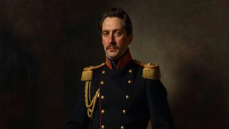 Retrato militar antiguo con iluminación dramática