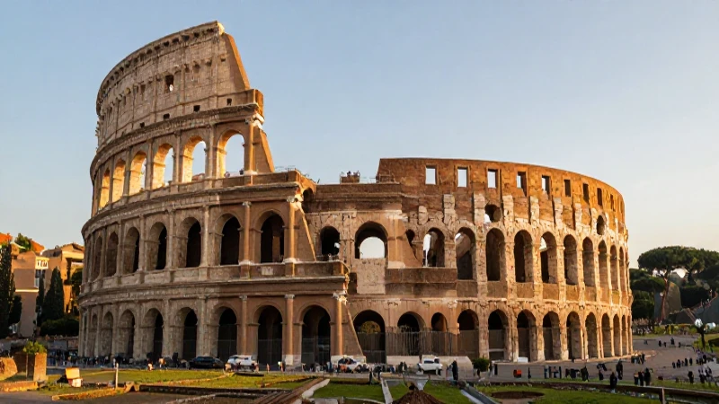 Cuál es la historia de Italia desde la Antigüedad hasta hoy 9 Ruinas romanas, Coliseo y luz dorada panorámica