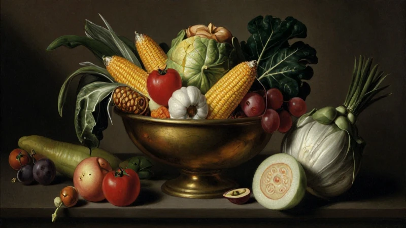 Naturaleza muerta barroca con abundancia frutal