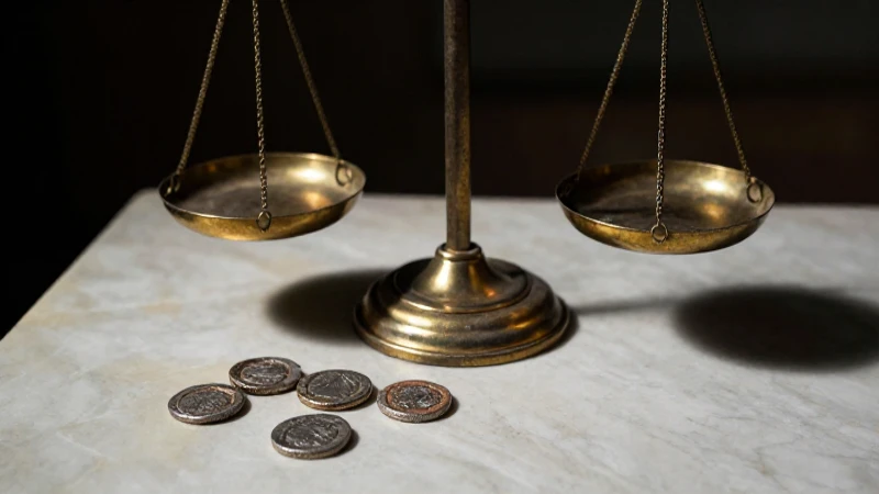 Balanza romana con monedas, estilo clásico