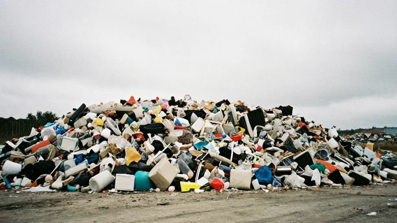 Basura abrumadora bajo cielo grisáceo