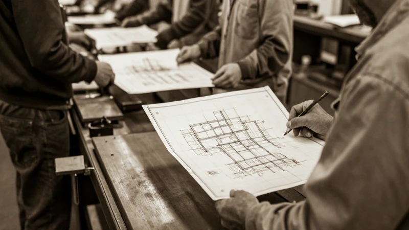 Historia de la capacitación: Línea de tiempo de su evolución 4 Trabajadores retratados en estilo documental antiguo
