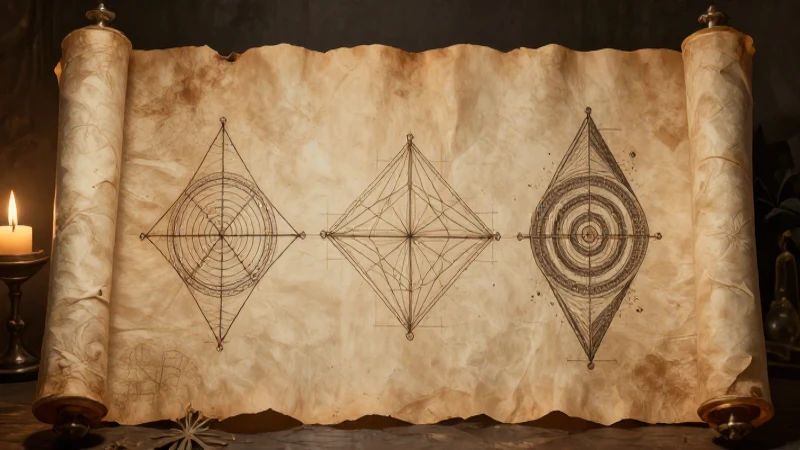 Cuál es la historia y ejemplos de la circunferencia 4 Pergamino antiguo con arte realista clásico