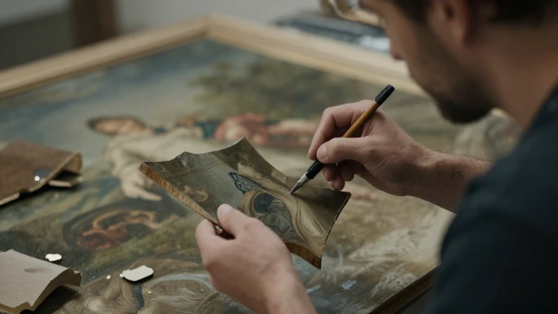 Restauración delicada de pintura antigua clásica