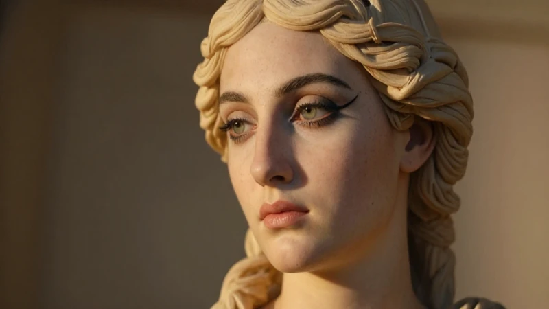 Línea del tiempo de la cosmetología: evolución de la belleza 4 Retrato femenino griego con maquillaje sutil